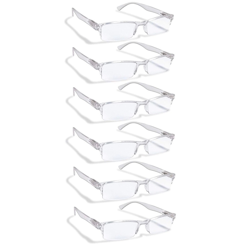 Boost Eyewear 6 Pack Reading Glasses - Half Rim w/ Spring Loaded Hinges (+1.75)